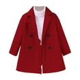 thumbnail image 1 of AINIYS Girls Ruffle Dress Coats Winter Lapel Double Breasted Jackets Outerwear with Pockets Red 2 Years, 1 of 8