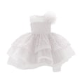 thumbnail image 1 of AINIYS Girls Short Sleeve Tulle Princess Dress With Crew Neck And Hidden Back Zipper Flowy Skirt For Costume Party And Playtime White 2 Years, 1 of 9