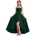 thumbnail image 1 of AINIYS Girls Sleeveless Asymmetrical Hem Dress With Crew Neck And Hidden Back Zipper Satin Finish For Formal Event And Pageant Green 9-10 Years, 1 of 6