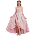 thumbnail image 1 of AINIYS Girls Sleeveless Asymmetrical Hem Dress With Crew Neck And Hidden Back Zipper Satin Finish For Formal Event And Pageant Pink 9-10 Years, 1 of 6