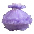 thumbnail image 1 of AINIYS Girls Sleeveless Bow Accent Tulle Dress With Crew Neck And Hidden Back Zipper Flowy Skirt For Birthday Party And Celebration Purple 3-4Years, 1 of 8