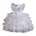 thumbnail image 1 of AINIYS Girls Sleeveless Lace Trimmed Tulle Dress With Crew Neck And Hidden Back Zipper Ruffled Skirt For Birthday Party And Celebration White 3 Years, 1 of 7