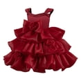 thumbnail image 1 of AINIYS Girls Sleeveless Multi-Layered Ruffled Tulle Dress With Hidden Back Zipper Flowy Skirt For Dance Recital And Performance Red 3 Years, 1 of 5