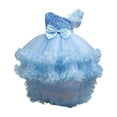 thumbnail image 1 of AINIYS Girls Sleeveless Multi-Layered Tulle Dress With Hidden Back Zipper Ruffled Skirt For Princess Party And Pageant Light Blue 140, 1 of 3