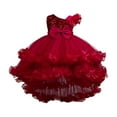 thumbnail image 1 of AINIYS Girls Sleeveless Multi-Layered Tulle Dress With Hidden Back Zipper Ruffled Skirt For Princess Party And Pageant Red 100, 1 of 3