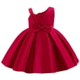 thumbnail image 1 of AINIYS Girls Sleeveless Satin A-Line Dress With Crew Neck And Hidden Back Zipper Lightweight Fabric For Formal Event And Celebration Red 12 Months, 1 of 5