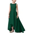 thumbnail image 1 of AINIYS Girls Sleeveless Satin Maxi Dress With Crew Neck And Hidden Back Zipper Satin Finish For Prom And Formal Occasion Green 12-13Years, 1 of 3