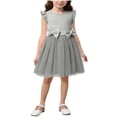 thumbnail image 1 of AINIYS Girls Sleeveless Sequin Tulle Dress With Crew Neck And Hidden Back Zipper Ruffled Skirt For Dance Recital And Performance Gray 5-6 Years, 1 of 5