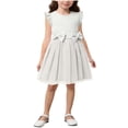 thumbnail image 1 of AINIYS Girls Sleeveless Sequin Tulle Dress With Crew Neck And Hidden Back Zipper Ruffled Skirt For Dance Recital And Performance White 5-6 Years, 1 of 5