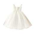 thumbnail image 1 of AINIYS Girls Sleeveless Striped Tulle Dress With Hidden Back Zipper Ruffled Skirt For Princess Party And Pageant White 2 Years, 1 of 3