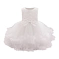 thumbnail image 1 of AINIYS Girls Sleeveless Tulle Dress With Crew Neck And Hidden Back Zipper Bow Accent For Princess Party And Pageant White 18 Months, 1 of 9