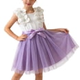thumbnail image 1 of AINIYS Girls Sleeveless Tulle Dress With Crew Neck And Hidden Back Zipper Ruffled Skirt For Princess Party And Pageant Purple 5-6 Years, 1 of 9