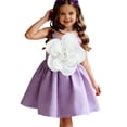 thumbnail image 1 of AINIYS Girls Turn-Down Collar Short Sleeve A-Line Dress With Hidden Back Zipper Flowy Skirt For Party And Tea Party Purple 100, 1 of 9