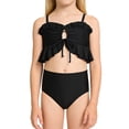 thumbnail image 1 of AINIYS Girls Two Piece Swimsuit Halter Neck Open Back Pull On Resistant Beach Swimming Black 100, 1 of 7