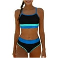 thumbnail image 1 of AINIYS Girls Two Piece Swimsuit Halter Neck Pull On Resistant UPF 50+ Beach Swimming Black 5 Years, 1 of 9