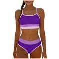 thumbnail image 1 of AINIYS Girls Two Piece Swimsuit Halter Neck Pull On Resistant UPF 50+ Beach Swimming Purple 7 Years, 1 of 9