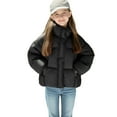 thumbnail image 1 of AINIYS Girls and Toddlers' Cropped Full-Zip Stand Collar Puffer Winter Oversized Jacket with Pocket Black 5-6Years, 1 of 6