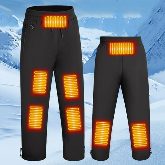 AINIYS Heated Pants for Women Thick Insulated USB 8 Zones Heating Trousers Winter Outdoor Warm Sweatpants Black L