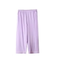 thumbnail image 1 of AINIYS High Waisted Flowy Chiffon Wide Leg Capris Pants for Women Vacation Beach Casual Purple M, 1 of 6
