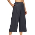 thumbnail image 1 of AINIYS High Waisted Flowy Wide Leg Capris Pants for Women Office Casual Evening Dark Gray S, 1 of 7