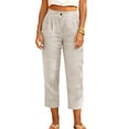 thumbnail image 1 of AINIYS High Waisted Flowy Wide Leg Capris Pants for Women Vacation Casual Daily Walk Yellow L, 1 of 7