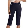 thumbnail image 1 of AINIYS High Waisted Quick Dry Stretchy Capris Pants for Women Fitness Yoga Outdoor Navy L, 1 of 9