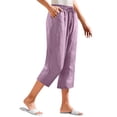 thumbnail image 1 of AINIYS High Waisted Relaxed Straight Leg Capris Pants for Women Commute Office Daily Purple S, 1 of 5