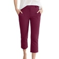 thumbnail image 1 of AINIYS High Waisted Stretchy Slim Capris Pants for Women Office Daily Wear Red L, 1 of 4
