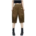 thumbnail image 1 of AINIYS High Waisted Wide Leg Cargo Pocket Capris Pants for Women Outdoor Casual Daily Coffee XXXXL, 1 of 3