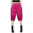 thumbnail image 1 of AINIYS High Waisted Wide Leg Cargo Pocket Capris Pants for Women Outdoor Casual Daily Hot Pink XXXXXL, 1 of 3