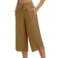 thumbnail image 1 of AINIYS High Waisted Wide Leg Lightweight Capris Pants for Women Casual Gathering Daily Khaki XL, 1 of 8