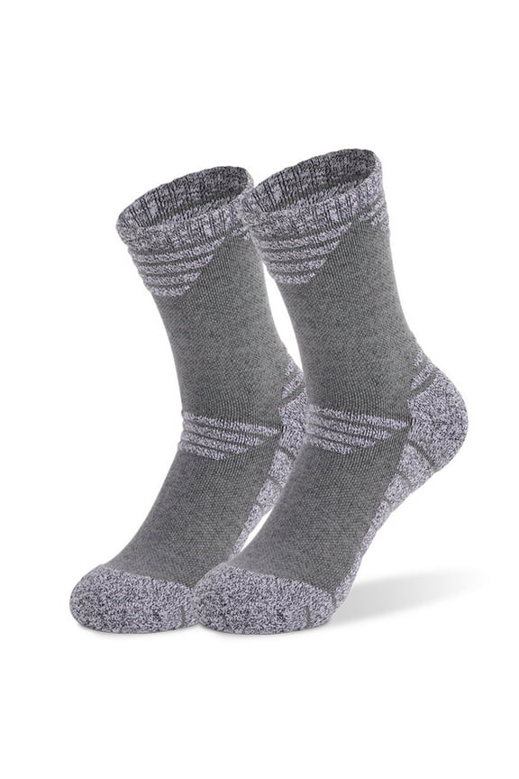 Hiking Socks Winter Thermal Merino Wool Socks for Men & Women Thick Crew Socks for Hunting Gray L
