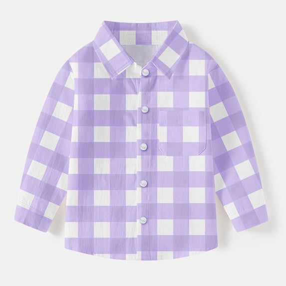 AINIYS Infant Toddle Baby Fashion Clothes Button Down Casual Loose School Uniform Vintage Fall and Spring Shirts 12 Months Girls Collared Blouse Tops for Boys Long Sleeve Plaid Shacket Jacket