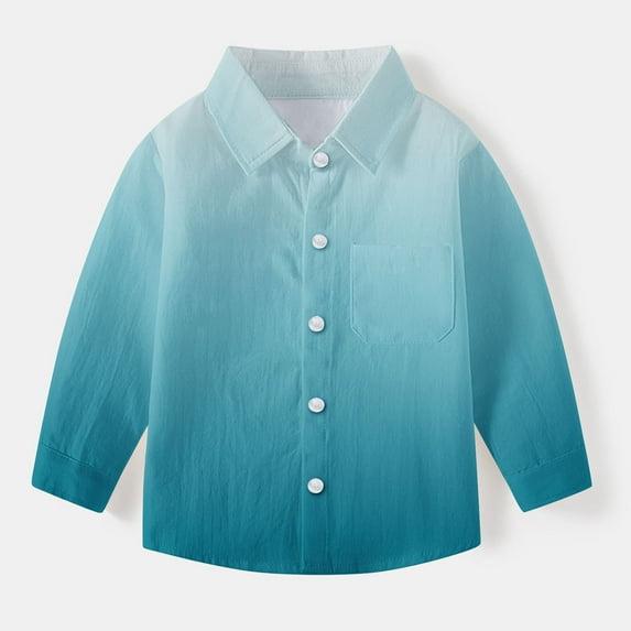 AINIYS Infant Tops for Boys Long Sleeve Gradient Color Shacket Jacket Vintage Spring Shirts Toddle Baby Fashion Clothes Button Down 12 Months Girls Collared Blouse Casual Loose School Uniform