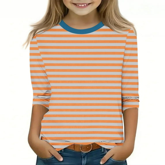 AINIYS Kids 4 Years Girls Striped T-Shirts for Boys Long Sleeve Casual Loose Pullover Vintage Fall and Spring Sweatshirt Basic Tees Round Neck Children Fashion Clothes