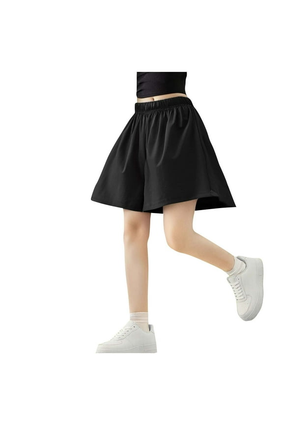 Kids A Line Skirt Shorts Flared Hem Soft Fabric with Elastic Waist Closure for Birthday Parties and Family Gatherings Black 15 Years