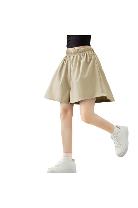 Kids A Line Skirt Shorts Flared Hem Soft Fabric with Elastic Waist Closure for Birthday Parties and Family Gatherings Khaki 9 Years