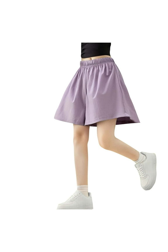 Kids A Line Skirt Shorts Flared Hem Soft Fabric with Elastic Waist Closure for Birthday Parties and Family Gatherings Purple 9 Years