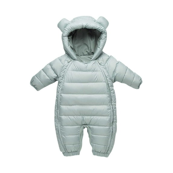 AINIYS Kids Bear-Ear Padded Snowsuit with Hooded Neckline, Zip Closure, Warm Design Children's Clothing for Winter & Outdoor Wear Green 18 Months