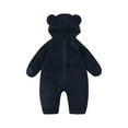 thumbnail image 1 of AINIYS Kids Bear-Hooded Plush Romper with Heart Pockets Children's Clothing for Winter & Casual Wear Navy 9 Months, 1 of 6
