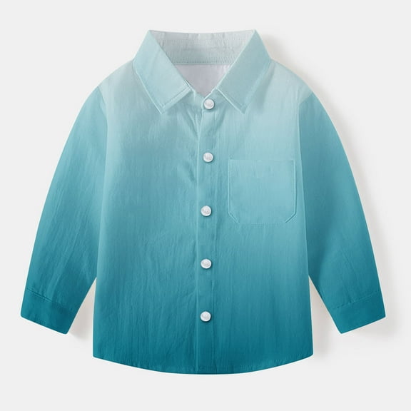 AINIYS Kids Children Fashion Clothes Button Down Casual Loose School Uniform Vintage Fall and Spring Shirts Gradient Color Shacket Jacket Collared Blouse Tops for Boys Long Sleeve 4 Years Girls