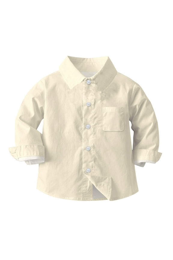 Kids Collared Blouse Solid Color Shacket Jacket Casual Loose School Uniform Tops for Boys Long Sleeve Children Fashion Clothes Vintage Fall and Spring Shirts Button Down 7 Years Girls