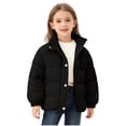 thumbnail image 1 of AINIYS Kids' Corduroy Puffer Jacket with Stand Collar Button Closure Warm Padded Coat for Winter Outdoor Daily Wear Black 6-7 Years, 1 of 9