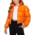 thumbnail image 1 of AINIYS Kids' Cropped Puffer Jacket with Stand Collar Zipper Closure Shiny Padded Coat for Winter Outdoor Casual Daily Wear Orange 7-8Years, 1 of 6