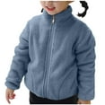 thumbnail image 1 of AINIYS Kids Fall Winter Coat Zip Up Fleece Jacket with Pockets Warm Solid Color Outwear Boys Girls Stand-Up Collar Cute Tops Light Blue 6-7Years, 1 of 6