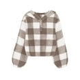 thumbnail image 1 of AINIYS Kids Fashion Clothes 1/4 Button up Plus Size Hoodies Long Sleeve Fuzzy Outewar Sweatshirt Casual Pullover with Pockets 5 Years Girls Y2K Plullover Plaid Plush Vintage Winter Sweatshirt, 1 of 6