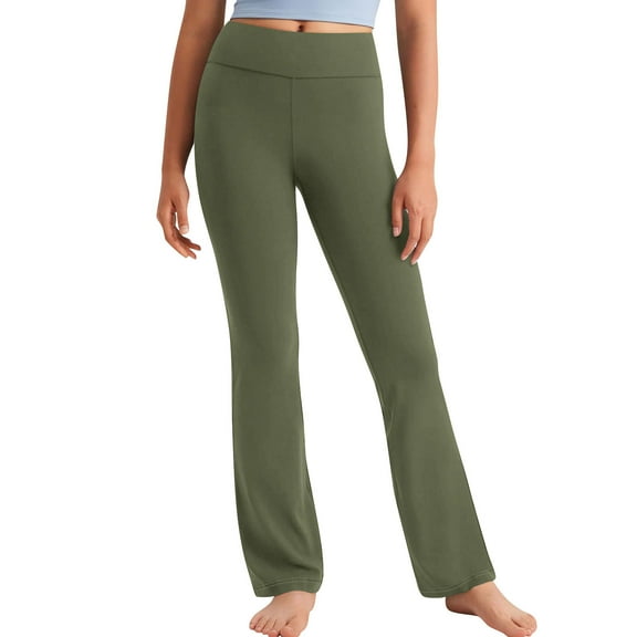 AINIYS Kids Fashion Stretchy High Waist Pants Comfy Soft Fabric Casual Straight Leg Trousers Army Green 6 Years