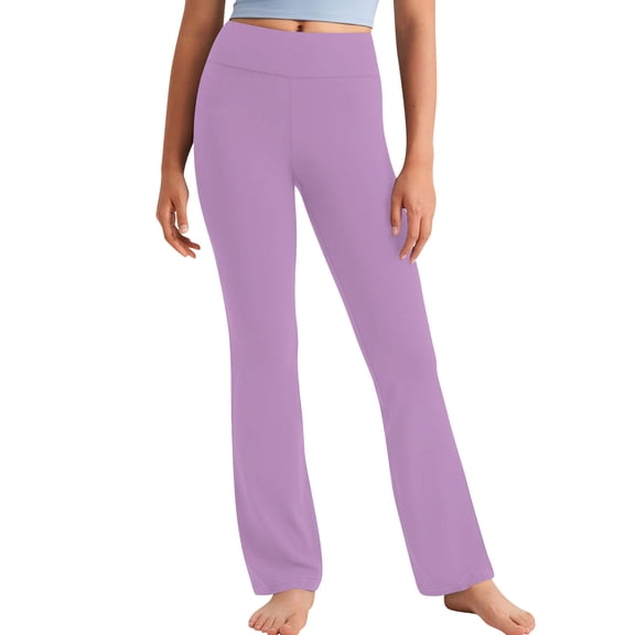 AINIYS Kids Fashion Stretchy High Waist Pants Comfy Soft Fabric Casual Straight Leg Trousers Purple 5 Years