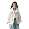 thumbnail image 1 of AINIYS Kids' Faux Suede Shearling Jacket with Lapel Collar Zipper Closure Buckle-Accented Warm Stylish Coat for Winter Casual Daily Wear White 4 Years, 1 of 9