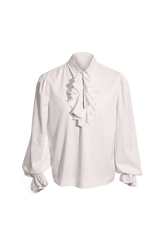 Kids Gothic Dressy Tops for Boys Long Sleeve Solid Color 9-10 Years Girls Vintage Spring Pirate Shirts Collared Renaissance Steampunk Vampire Poet Ruffle Blouse Casual Pullover